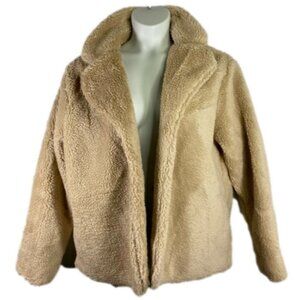 Chic Soul Tan & Cream Faux Fur Sherpa Teddy Bear Jacket Size 3XL NWOT SKU0620